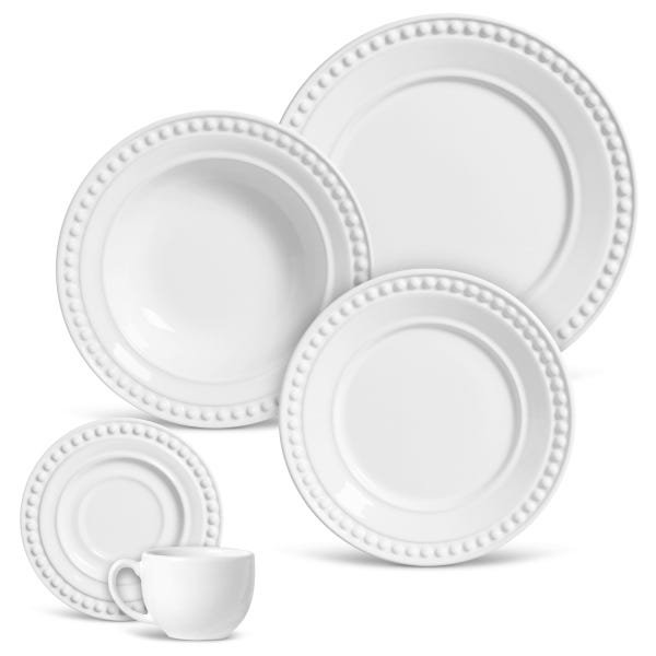 Aparelho de jantar branco Porto Brasil com vinte peças